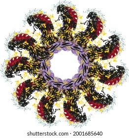 Colorful frame splashes with horse elements on white for holidays and events. Wave-like elements of a horse in the form of a flower or frame for your creative ideas, prints, textiles, cards, etc.