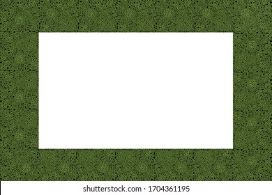 Colorful frame. Squared  pattern. Green decorative border with animal ornament. Leopard skin. Copy space. Fashion board. Template design for card, poster, banner. Vector illustration.