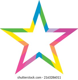 Vector de cuadro colorido. Marco de borde de color arcoiris decorativo. Icono de estrella aislada. Vector, ilustración, EPS10