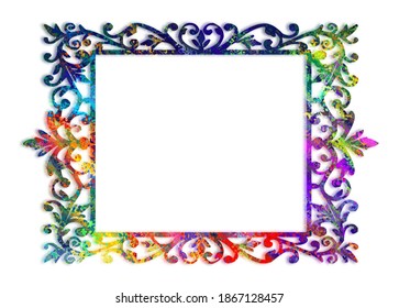 Diseño vectorial de marco colorido. Se puede usar para logotipo, tarjeta, afiche, título y título hermoso