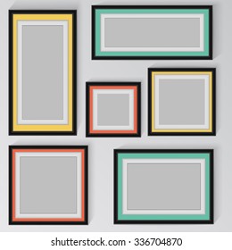 colorful frame vector on wall.