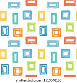 Colorful frames on white background. Seamless pattern