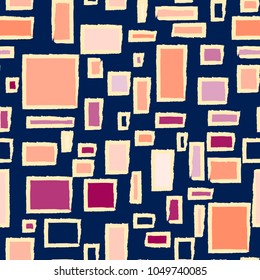 Colorful Frames. Seamless Pattern with Rectangles. Abstract Rapport for Fabric, Wallpaper, Paper, Wrapping