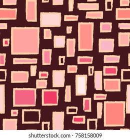 Colorful Frames. Seamless Pattern with Rectangles. Abstract Rapport for Fabric, Wallpaper, Paper, Wrapping