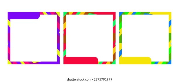 colorful frames social media post transparent background set