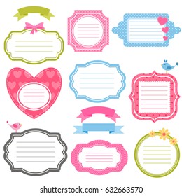 Colorful frames and stickers for scrapbooking