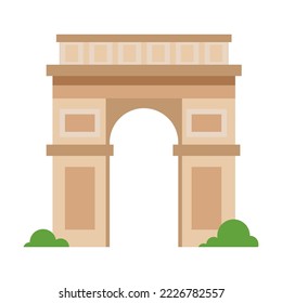 Colorful France famous city arch and travel symbol. Cartoon vector illustration. France culture journey concept