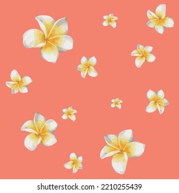 Colorful frangipani flowers, cute fabric patterns