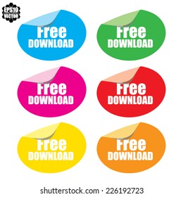 Colorful free download label, sticker, sign, tag amd symbol set. Vector.