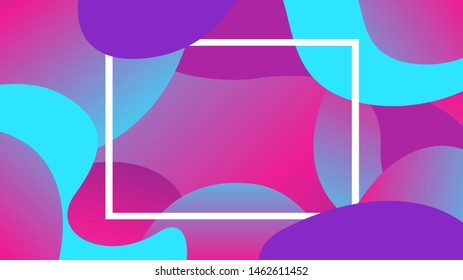 colorful free form shapes gradient and white frame, simple blob geometry wave flat lay, future geometric wavy purple modern, free form fluid fashionable, minimal gradients disco light sparkle colors