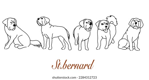 Colorful Free Hand-Drawn Illustration of a St. Bernard Dog, Isolated on White Background