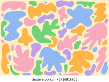 Colorido fondo de patrón de Formas de forma libre. Diseño abstracto infantil estupendo.
