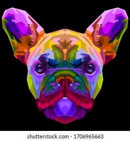 colorful french bulldog on pop art style. vector illustration.