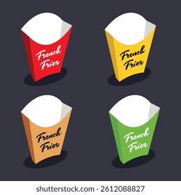 Colorful French Fries box packaging design vector illustration