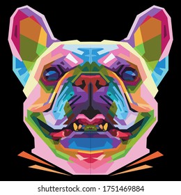 colorful french head bulldog illustrations in pop art potrait style suitable for posters and others.