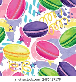 Colorful french macaron cookies pattern. for  fashion clothes, t shirt, child, wrapping paper. Creative girlish design  