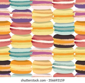 Colorful French macarons seamless pattern