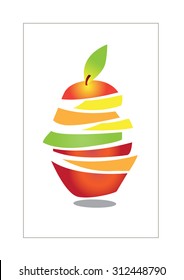 colorful fresh fruit slices , vector illustrations