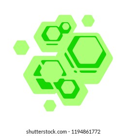 Colorful fresh green geometrical figures. Background of hexagons.