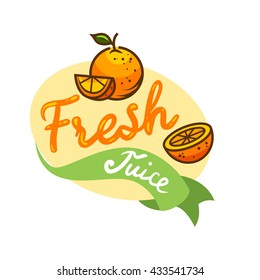 Colorful fresh juice emblem, vector illustration for your design.