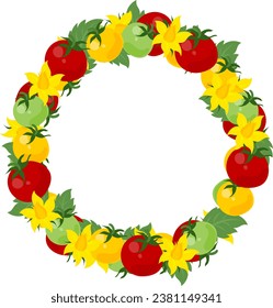 The colorful fresh and juicy tomato frame
