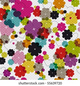 Colorful fresh summer flowers pattern in vector