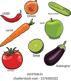 Colorful fresh vegetables set isolated,  vegetables collection, vector illustration