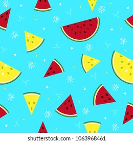 Colorful fresh watermelon fruits seamless summer pattern background vector format