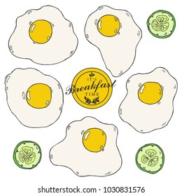 Colorful fried egg collection in vector