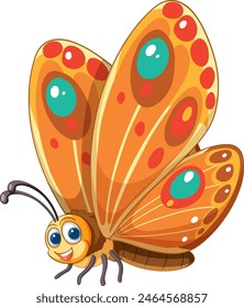 Colorful, friendly butterfly with big eyes