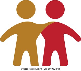Colorful friendship icon supportive human figures vector illustration