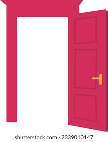 Colorful front doors to houses and buildings in flat design style isolated, vector set. Open and closed doors
