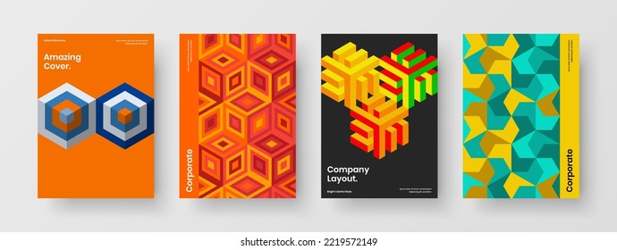Farbige Titelseite A4 Vektordesign Concept Collection. Vivid Mosaik-Hexagons Unternehmen Deckblatt-Set.