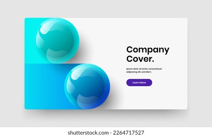 Colorful front page design vector layout. Clean realistic balls company cover template.