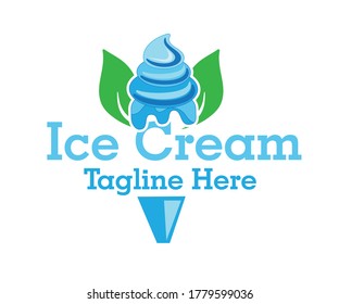 Colorful frozen ice cream logo vector illustration with dummy text on white background.