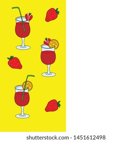 colorful fruit background with strawberries and glasses with sangria