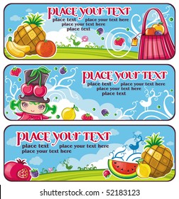 Colorful fruit banners