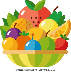 A colorful  fruit basket featuring various fruits 