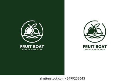 Colorful Fruit and Boat Combination shape of ship and sailboat. Suitable for fruit shop logo, natural products, etc. Free Vector illustration EPS10 file.