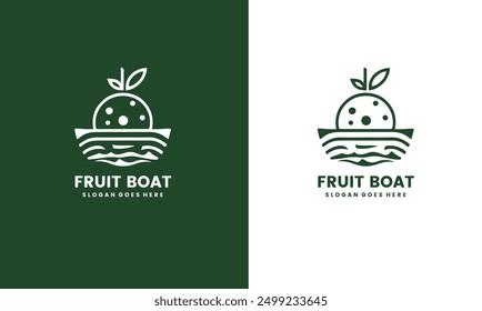 Colorful Fruit and Boat Combination shape of ship and sailboat. Suitable for fruit shop logo, natural products, etc. Free Vector illustration EPS10 file.