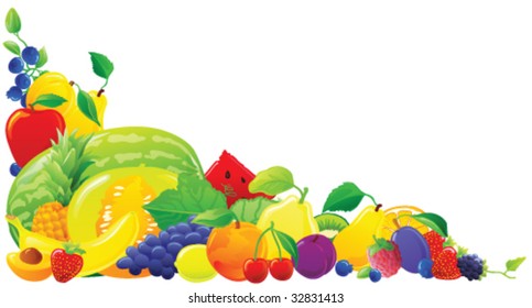 Colorful fruit corner. Vector illustration.