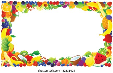 Colorful Fruit Frame. Vector Illustration.