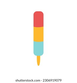 Colorful fruit ice cream on a stick vector illustration. Color minimalistic summer illustration. Ideal for stickers, pettrns and web.