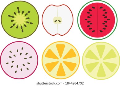 Colorful Fruit Icons Set for decoration
