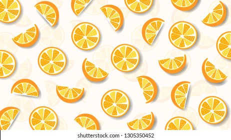 Colorful fruit pattern of fresh orange slices background