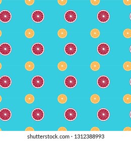 Colorful fruit pattern of fresh orange and grapefruit slices. From top view