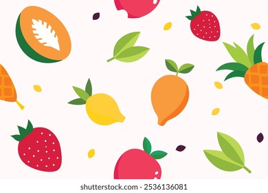 Ilustración colorida del patrón de la fruta que presenta
