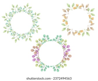 Colorful fruit and plant frame set