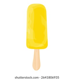 Colorful fruit popsicle ice cream with lemon flavor, isolated on white background. Summer treat dessert. Vector illustration 