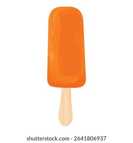 Colorful fruit popsicle ice cream with orange flavor, isolated on white background. Summer treat dessert. Vector illustration 